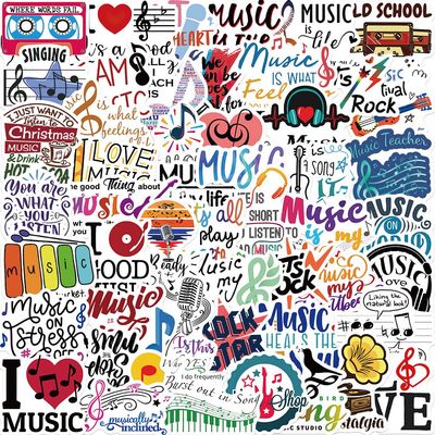 50Pcs Music Motivational Stickers,Vinyl Waterproof Musics Stickers for Laptops Water Bottles,Phone case,Skateboard, Guitar,Scrapbook,Diary,Gift,Philharmonic,for Adults Students Party Gifts(Musics)