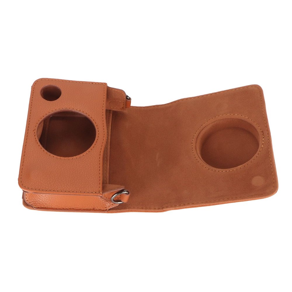 Qiilu Compatible Retro PU Leather Camera Case for Mini Camera with Adjustable Strap for Mini Hybrid (Brown)