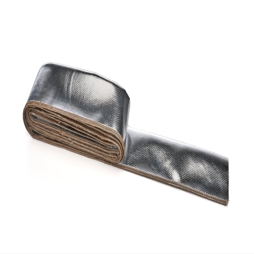 1-1/2in x 12ft Thermo Sleeve | Hose & Wire Sleeve - Thermo-Sleeve | 1-1/2 in ID | 12 ft Long | Aluminized Fiberglass | Silver | Each