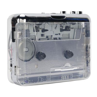 Goshyda Cassette Tape Player, Portable Tape Player Audio Cassette to Digital Converter with 3.5mm Noise Canceling Headphone for PC Laptop, Transparent