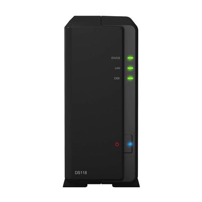 Synology DiskStation DS118 NAS Server with RTD1296 1.4GHz CPU, 1GB Memory, 8TB HDD Storage, 1 x 1GbE LAN Port, DSM Operating System