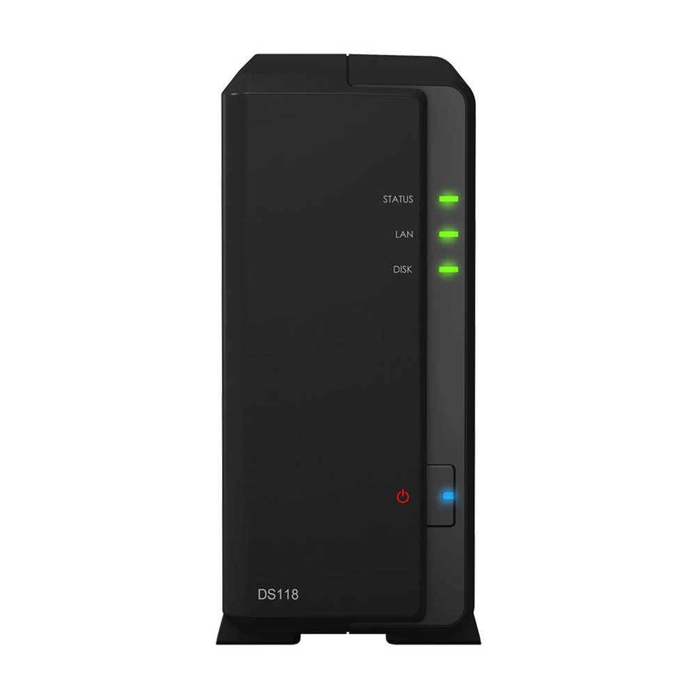Synology DiskStation DS118 NAS Server with RTD1296 1.4GHz CPU, 1GB Memory, 8TB HDD Storage, 1 x 1GbE LAN Port, DSM Operating System