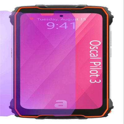 apgo Anti-Blue 9H Hybrid protective glass compatible with Oscal Pilot 3, flexible nano glass, great replacement for tempered glass, scratch-resistant, full glue