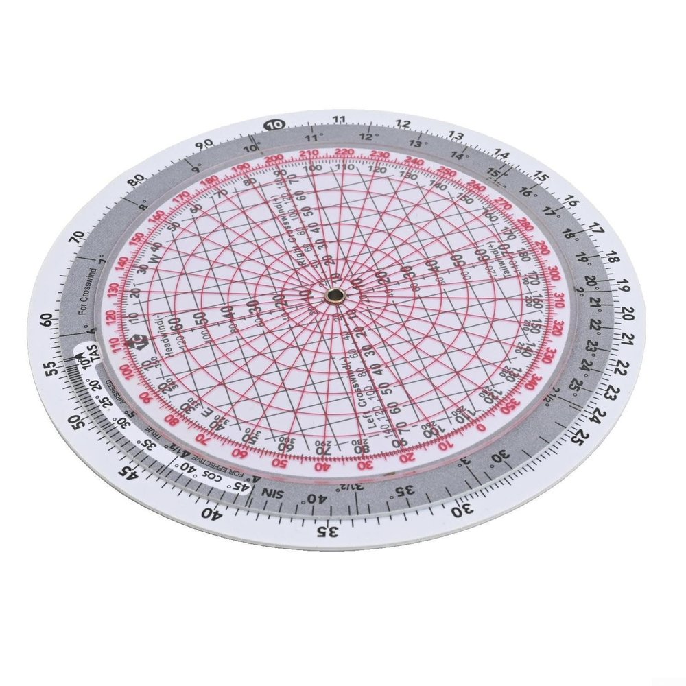 Aviation Flight Computer E6B-R Waterproof Plastic Circular Slide Rule Plotter for Pilot Navigation and Training Calculations, 6 Inch(E6B-R2)