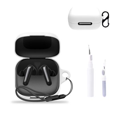for Anker Soundcore P31i Case Cover,NOUKAJU Earphone Protective Cover(with Carabiner + Lanyard + Cleaning Pen) Drop-Proof,Scratch-Proof,Shock-Proof,Case for Soundcore P31i(White)