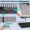 10 Ports HDMI KVM Switch 4K@60Hz EDID Simulation,USB 3.0 KVM Switch for 10 Computers Share 1 Monitor and 4 USB Devices, KVM Switches with Audio RS232 Wired Remote 12V Power and USB Cable view 4