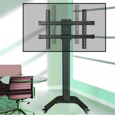 QICBYING TV Floor Stand - Mobile TV Cart Stand with Wheels, for 32-65 Inch TVs Height Adjustable Telescopic TVs Lift, Horizontal and Vertical Screen Switching Rolling Floor Stand