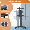 QICBYING TV Floor Stand - Mobile TV Cart Stand with Wheels, for 32-65 Inch TVs Height Adjustable Telescopic TVs Lift, Horizontal and Vertical Screen Switching Rolling Floor Stand view 4
