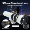 500mm F6.3 Telephoto Lens, 4 Elements in 4 Groups, Alloy Shell, White - Clear View, T2 RF Adapter, Compatible with R Mount Mirrorless Cameras (White) view 2