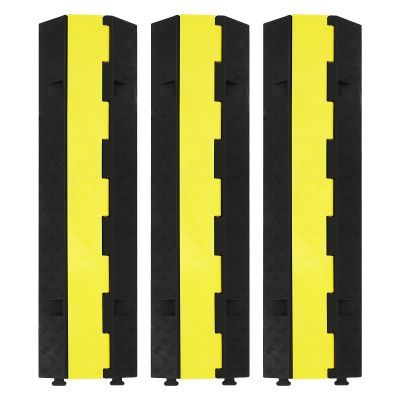 3 Pack Heavy Duty Rubber Cable Protectors with 2 Channel Ramps, 11000lbs Capacity Speed Bumps for Cables and Vehicles, Durable for Indoor and Outdoor Use