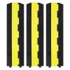 3 Pack Heavy Duty Rubber Cable Protectors with 2 Channel Ramps, 11000lbs Capacity Speed Bumps for Cables and Vehicles, Durable for Indoor and Outdoor Use