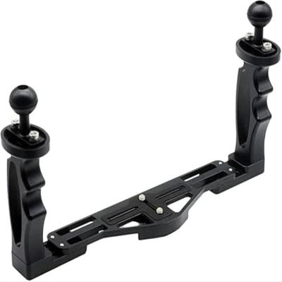 Compatible for Action Cameras & Housings - Aluminum Alloy Diving Tray, Dual Handheld Grip Base Bracket