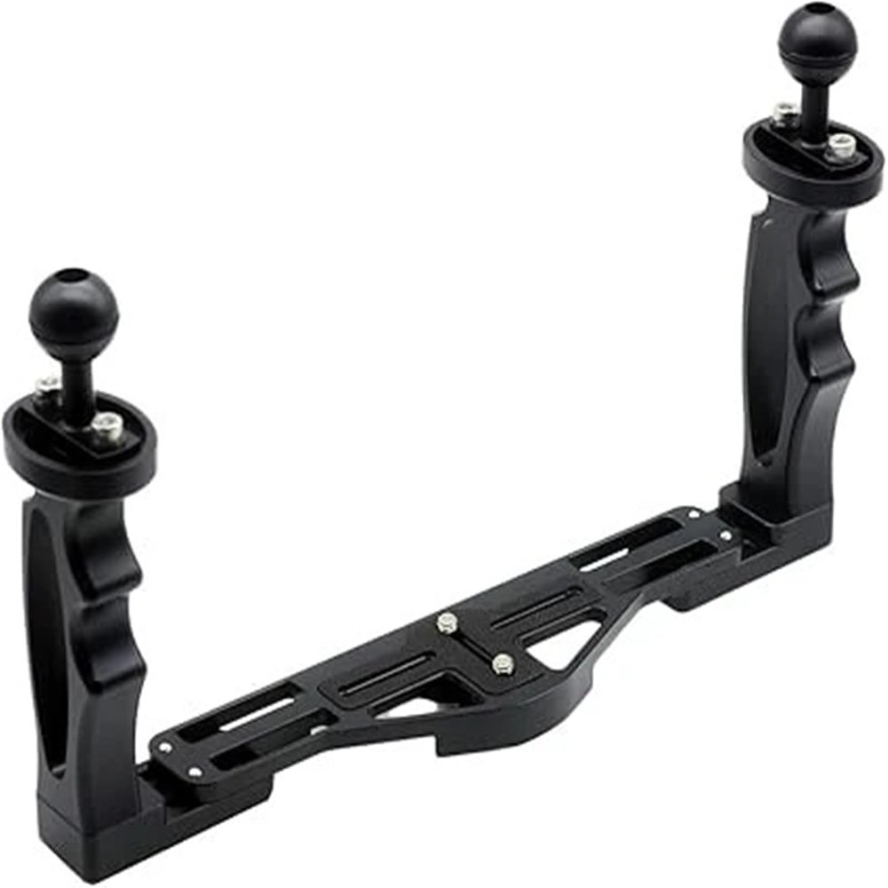 Compatible for Action Cameras & Housings - Aluminum Alloy Diving Tray, Dual Handheld Grip Base Bracket