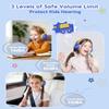 awatrue Kids Headphones, 74/85/94dB Volume Limiter, Foldable Wired Over Ear Headphones for Travel, 3.5mm Jack, Toddler Headphones for School, Chromebook, iPad, Tablet, Blue Yellow view 2