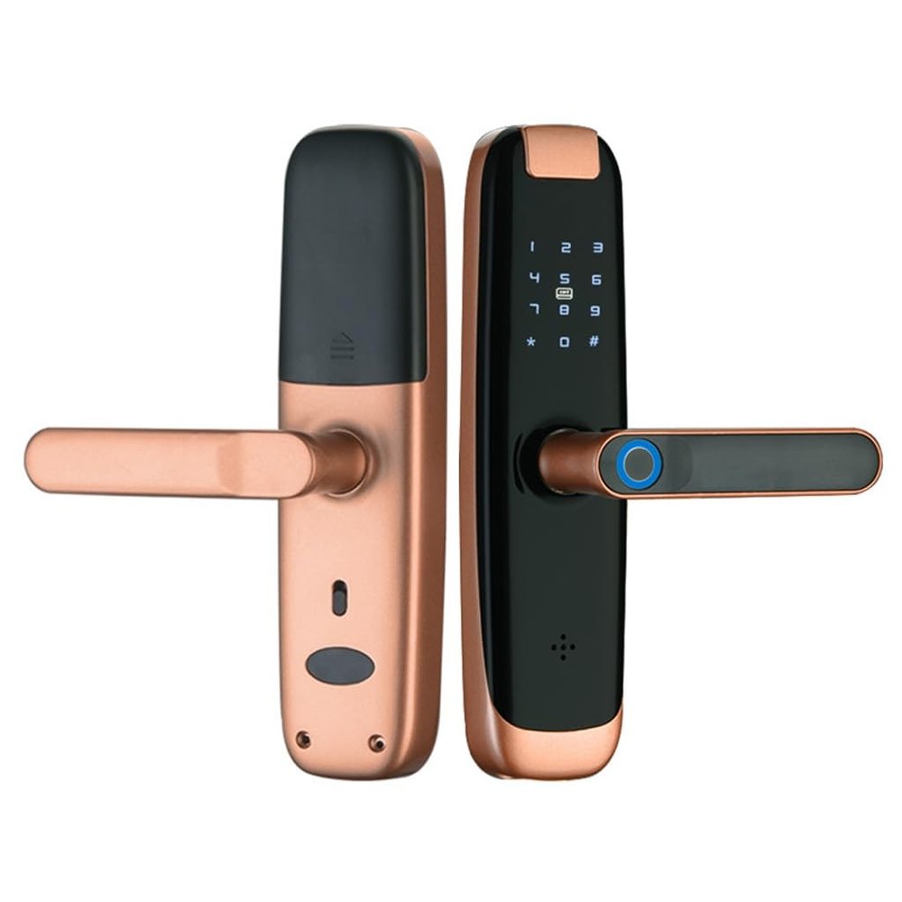 Smart Door Lock WitFingerprint Card Password Key Unlock Emergency Charge(Gris)