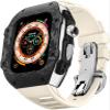 MAALYA Carbon Fiber Titanium Alloy Case Mod KitFor Apple Watch Ultra 8 49mm 7 45mm 6/5/4/SE 44mm SeriesRM Conversion Kit Sport Rubber Band Men Metal Watch Cover(White,44mm) view 1