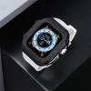 MAALYA Carbon Fiber Titanium Alloy Case Mod KitFor Apple Watch Ultra 8 49mm 7 45mm 6/5/4/SE 44mm SeriesRM Conversion Kit Sport Rubber Band Men Metal Watch Cover(White,44mm) view 4