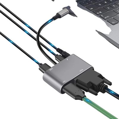 5 in 1 HUB USB 3.0 Type C to HDMI - Compatible Output Extend Adapter 4K 1080P Video Converter Compatible with Multiple Devices for Laptop Chr0inne Book