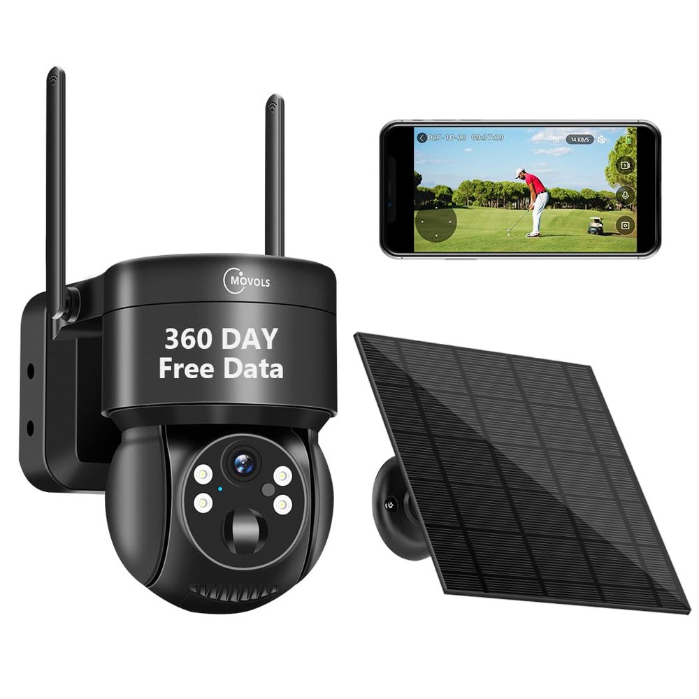 360 Days Free Data 4G LTE Cellular Solar Security Camera Wireless Outdoor, No WiFi Off Grid Solar Powered Camera Work with TUYA app 360 Viewing,Dual Storage(Support Built-in 4G Cellular Network Only)