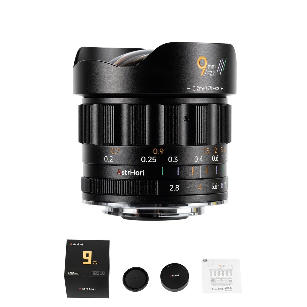 AstrHori 9mm F2.8 Lens APS-C Ultra-Wide Manual Focus Prime Lens for Sony E/Fuji X/Canon RF/Nikon Z/M43 Mount, 111.4 Field of View, Low Distortion, for Landscape&Night Photography (Fit for M43-Mount)