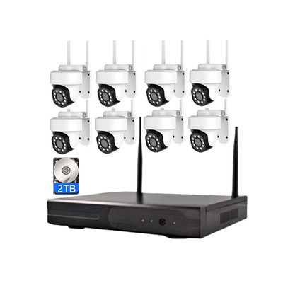 ELLOIN 8CH Wireless WiFi Home Security Camera System, Business 3MP Weatherproof Surveillance PTZ Camera Kit with Color Night Vision, Motion Detection, Including 2T Hard Drive