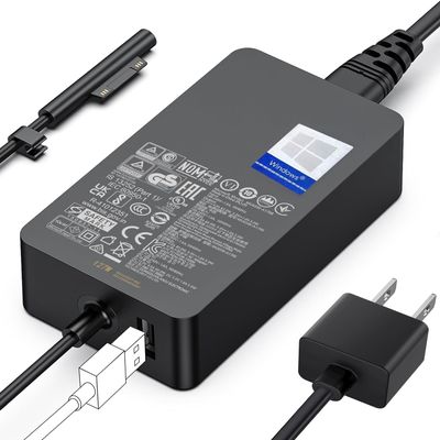 127W Surface Charger, UL Listed Microsoft Surface Charger for Surface Book 3/2/1, Surface Laptop Studio, Surface Pro 11/10/9/8/7+/7/6/5/4/3, Surface Laptop 7/6/5/4/3/2/1, Surface Go, Surface LaptopGo