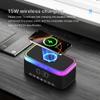 Auvoda S300 16W Stereo Portable Bluetooth Speaker with 15W Fast Wireless Charging, 13-Color Dimmable Night Light, White Noise, Alarm, FM Radio, BT5.3, TWS, for Home, Office, Bedroom (Black) view 4