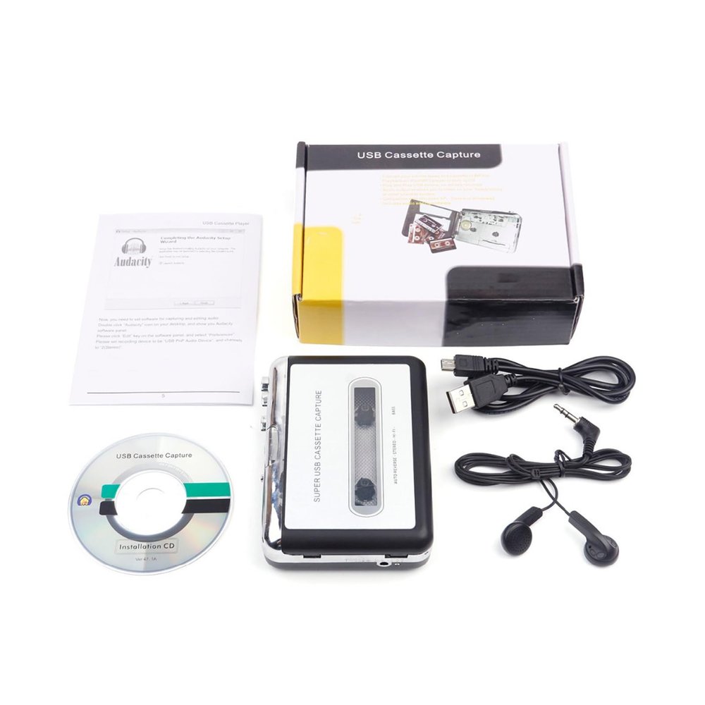 Yunyaobrand USB Cassettes to Digital Converter for PC with Plugs and Play and High Fidelitys Sound Transfer MP3 Format for Home