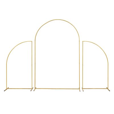 3PCS Metal Wedding Arch Backdrop Stand, Gold/White Fan-shaped for Ceremony Party Decoration for Wedding Ceremony(Gold)