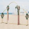 3PCS Metal Wedding Arch Backdrop Stand, Gold/White Fan-shaped for Ceremony Party Decoration for Wedding Ceremony(Gold) view 3