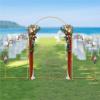 3PCS Metal Wedding Arch Backdrop Stand, Gold/White Fan-shaped for Ceremony Party Decoration for Wedding Ceremony(Gold) view 4
