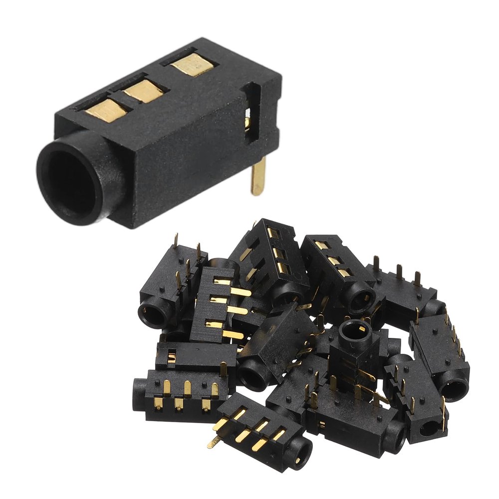 uxcell 10Pcs Stereo Jack Socket, 1/8" 3.5mm 4 Pin PJ-320A PCB Mount Female Socket Headphone Audio Connector for Microphone, Earphone, Media Player, MP3/MP4 Player, Black