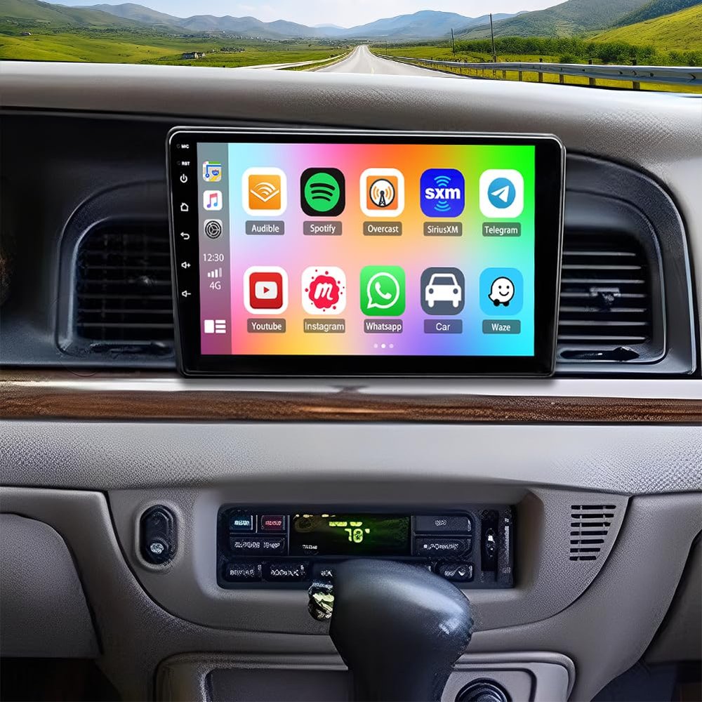 10.1" Double Din Car Stereo Radio for Ford Crown Victoria 2003-2008 Android 14 Touch Screen Head Unit 4+64G Car Stereo with Wireless Carplay Android Auto GPS Bluetooth WiFi FM RDS SWC Backup Camera