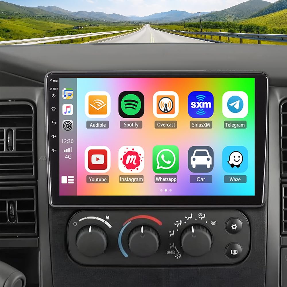 10.1" Double Din Car Stereo Radio for Dodge Dakota 2002-2004 Android 14 Touch Screen Head Unit 4+64G Car Stereo with Wireless Carplay Android Auto GPS Bluetooth WiFi FM DSP SWC Backup Camera