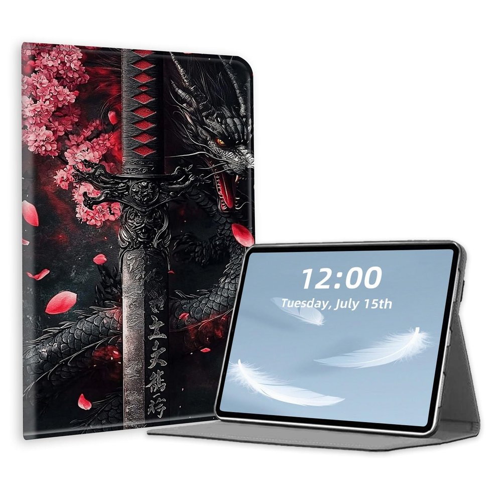 Case for 6" All-New Kindle (11th Gen,2024/2022) eReader,PU Leather Folio Cover with Multi-Angle Stand,Auto Sleep/Wake for Kindle 6 Inch,Dragon and Sword