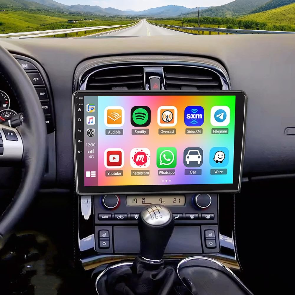 10.1" Double Din Car Stereo Radio for Chevrolet Corvette 2005-2013 Android 14 Touch Screen Head Unit 4+64G Car Stereo with Wireless Carplay Android Auto GPS Bluetooth WiFi FM DSP SWC Backup Camera