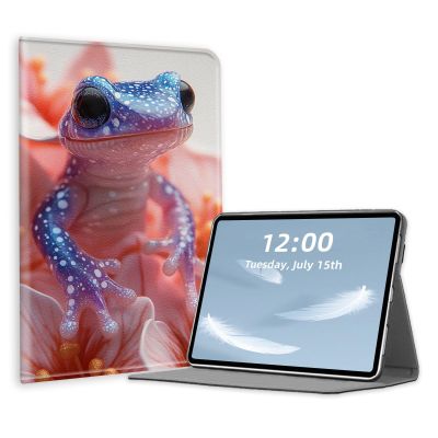 Case for 6" All-New Kindle (11th Gen,2024/2022) eReader,PU Leather Folio Cover with Multi-Angle Stand,Auto Sleep/Wake for Kindle 6 Inch,Frog on Pink Flower