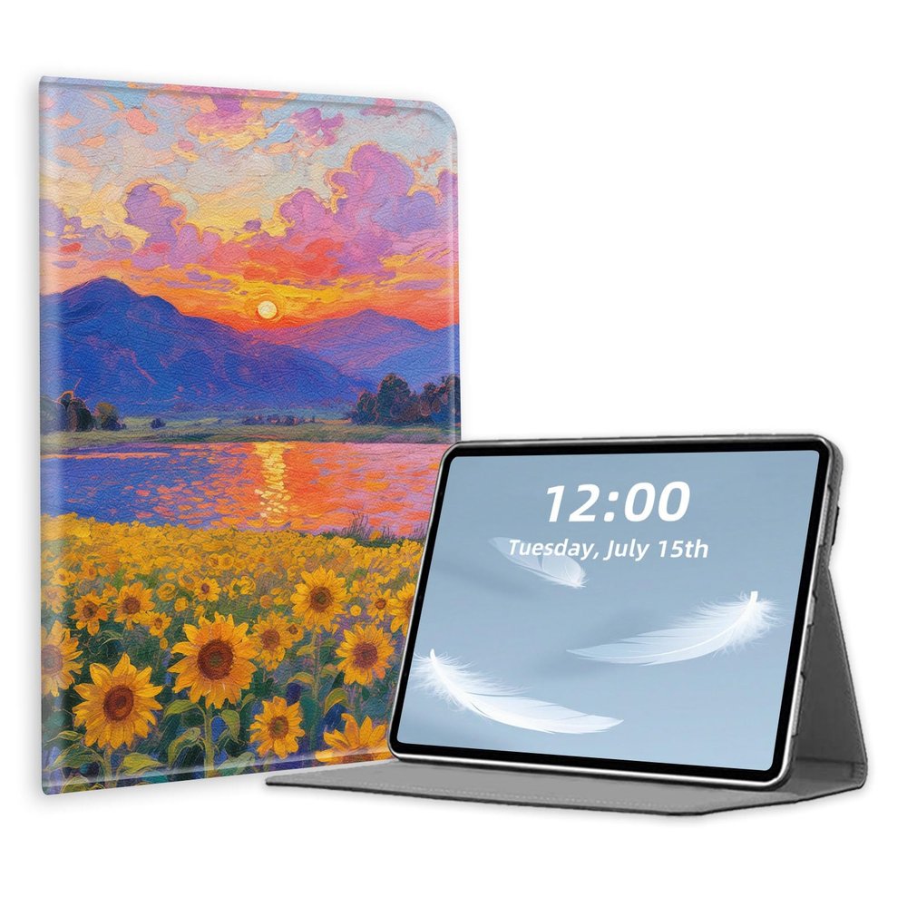 Case for 6.8" Kindle Paperwhite (11th Gen,2021),PU Leather Folio Cover with Multi-Angle Stand,Auto Sleep/Wake for Kindle Paperwhite 6.8 Inch,Sunflower Sunset Landscape