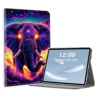 Case for 6.8" Kindle Paperwhite (11th Gen,2021),PU Leather Folio Cover with Multi-Angle Stand,Auto Sleep/Wake for Kindle Paperwhite 6.8 Inch,Cosmic Elephant with Lights