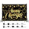 10x8ft 2026 Happy New Year Backdrop Black Gold Countdown Clock Fireworks Background for Photography Luxury New Year's Eve Party Decoration Banner Christmas Family Dinner Photo Booth Banner Props view 3