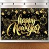 10x8ft 2026 Happy New Year Backdrop Black Gold Countdown Clock Fireworks Background for Photography Luxury New Year's Eve Party Decoration Banner Christmas Family Dinner Photo Booth Banner Props view 4