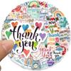 50Pcs Thank You Stickers Inspirational Vinyl Decals for Kids Boys Girls, Cute Stickers for Water Bottles Laptop Phone Scrapbook Guitar Luggage Skateboard DIY Collectors Lovers...(Thanks You) view 3