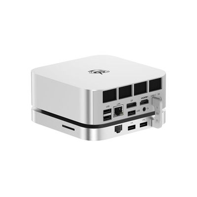 Beelink Mate SE-A Docking Stations for Beelink SER8/SER9 Pro Aluminum Alloy Body + Dual M.2 Slots (up to 2 * 8TB), with USB-C + 2* USB-A 3.0 + 2.5G LAN + SD4.0 + Type-C (PD3.0), Silver