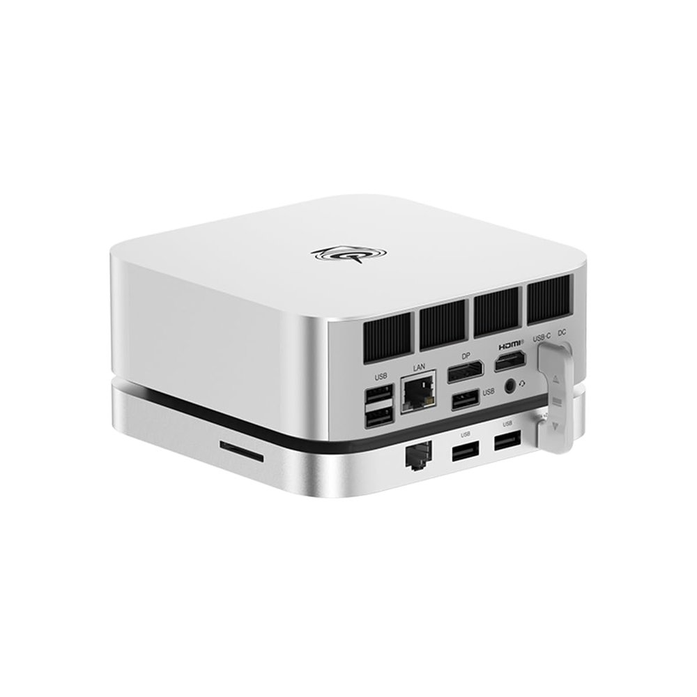 Beelink Mate SE-A Docking Stations for Beelink SER8/SER9 Pro Aluminum Alloy Body + Dual M.2 Slots (up to 2 * 8TB), with USB-C + 2* USB-A 3.0 + 2.5G LAN + SD4.0 + Type-C (PD3.0), Silver