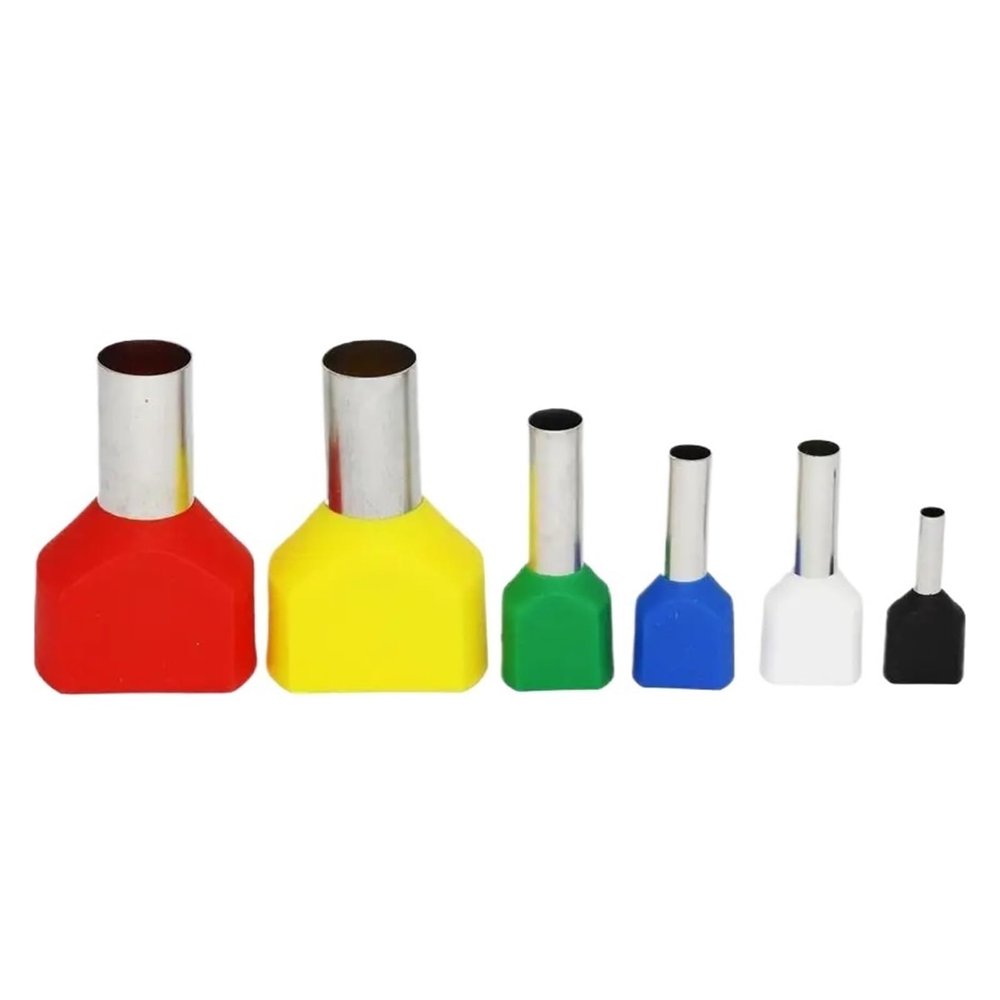 TFVBNMK Terminal Red Twin Two Wire Copper Connector Sleeve Tube Connector End Cord Pin Ferrule Lug Insulated Crimp Terminal(Yellow (Copper))