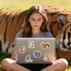 100 PCS Tiger Stickers for Kids Teens Adults, Cute Jungle Animal Sticker Pack, Waterproof Stickers for Laptop, Water Bottle, Scrapbook, Gifts, Party Favors and Decor view 2