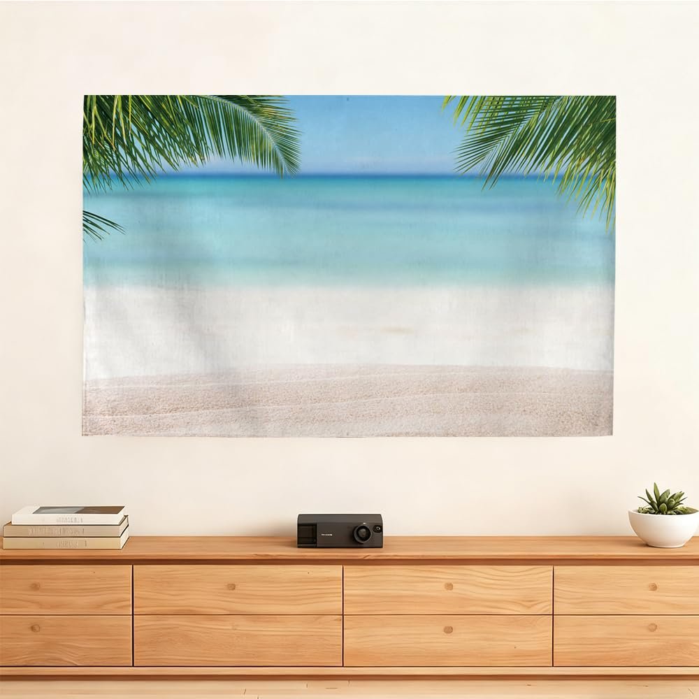 AMOPEIR Summer Beach Background TV Dust Cover for Desktop & Hanging LCD LED Decoration Living Room,42", Design27