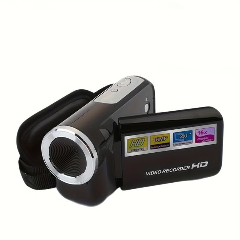 270 Flip Screen Camera: 16x Zoom, 1080P, 2.7" Display, HD Wide-Angle. Outdoor Shooting, Phone Sync, 2-in-1, Easy Use (a Small Black Camera)
