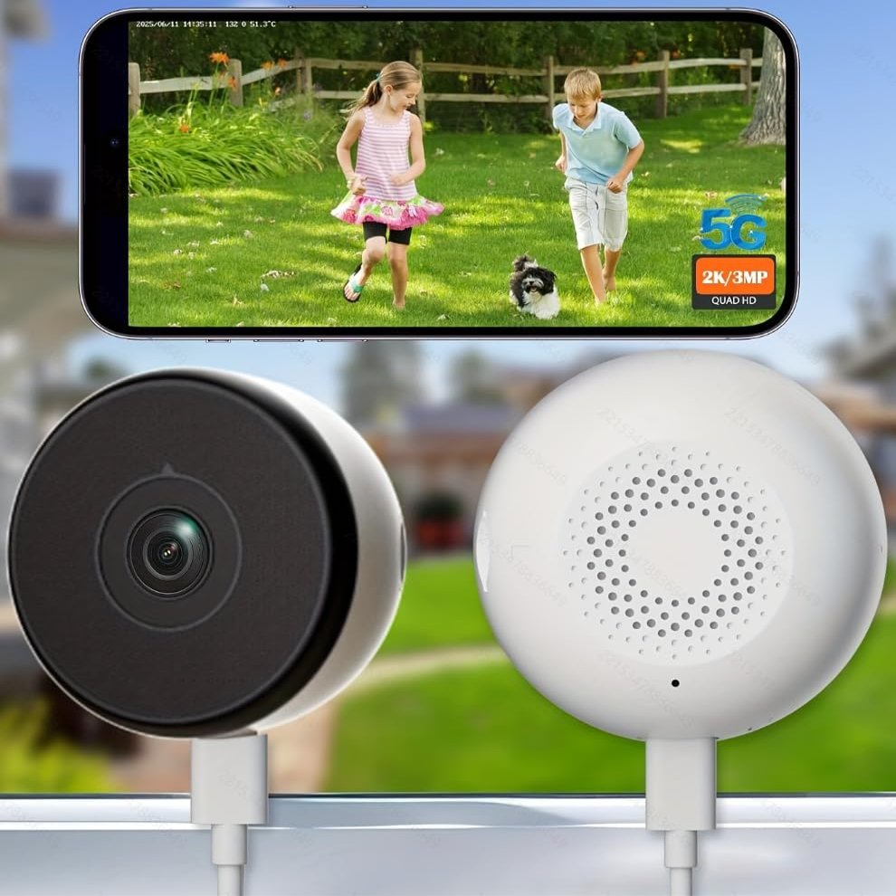 2PCS 3MP 2K Window Security Camera,5G&2.4GHz WiFi Wireless Indoor Dome Camera w/Full Color Night Vision, 2-Way Audio