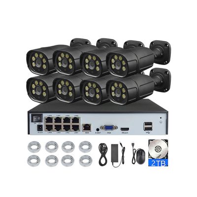 XNASU 8CH 4K HD POE Security Camera System with 2T Hard Disk, 8MP Surveillance Camera NVR Kit with 24/7 Recording, Audio, Color Night Vision, Human Detection, for Indoor/Outdoor